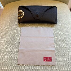 Ray-Ban Black Leatherette Sunglasses Case with Gold Logo
